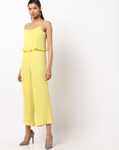 Pleated Jumpsuit with Spaghetti Straps