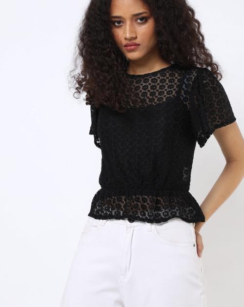 Round-Neck Lace Top