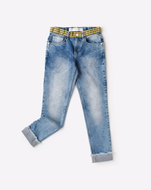 Mid-Wash Jeans with Upturned Hems