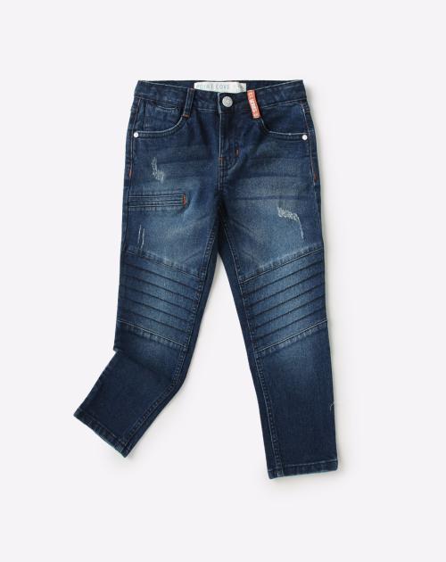 Lighted Washed Panelled Jeans