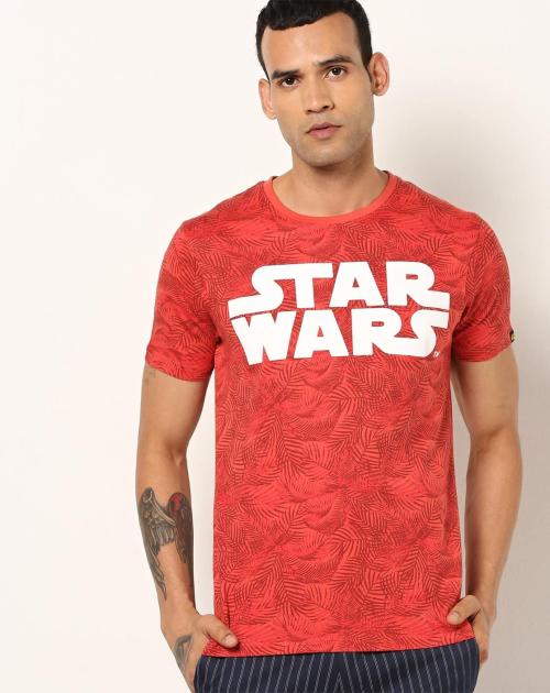 Regular Fit Typographic Print Crew-Neck T-Shirt