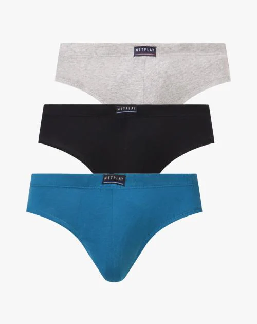 Pack of 3 Briefs with Elasticated Waistband