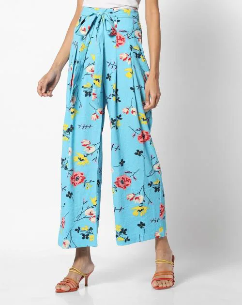 Floral Print Palazzo Pants with Drawstring Waist