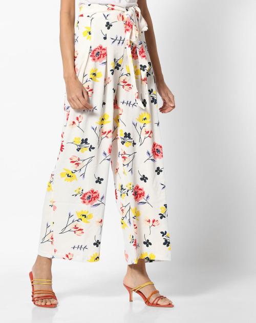 Floral Print Palazzo Pants with Drawstring Waist