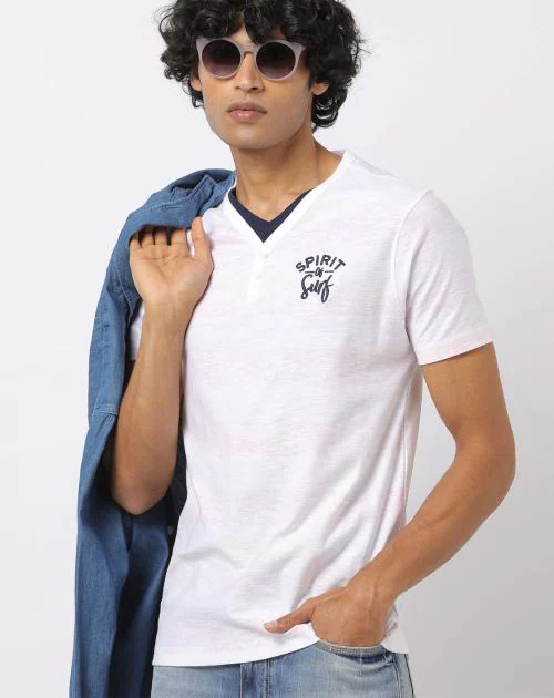 V-neck Henley T-shirt