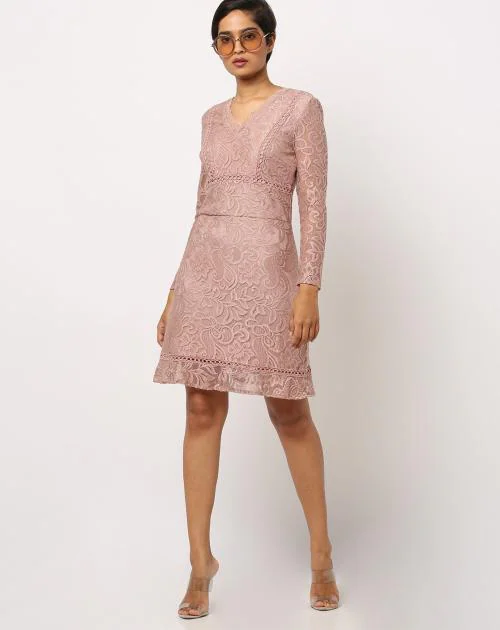 V-neck Lace A-line Dress