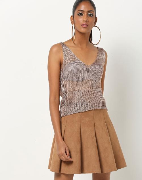 Sleeveless Sheer Pullover