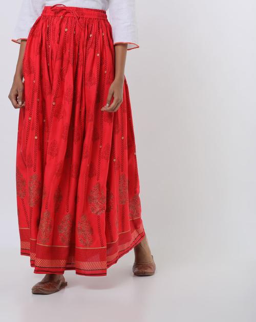 Printed Flared Long Skirt