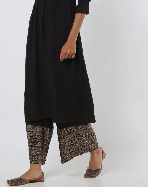 Palazzo Pants with Printed Border