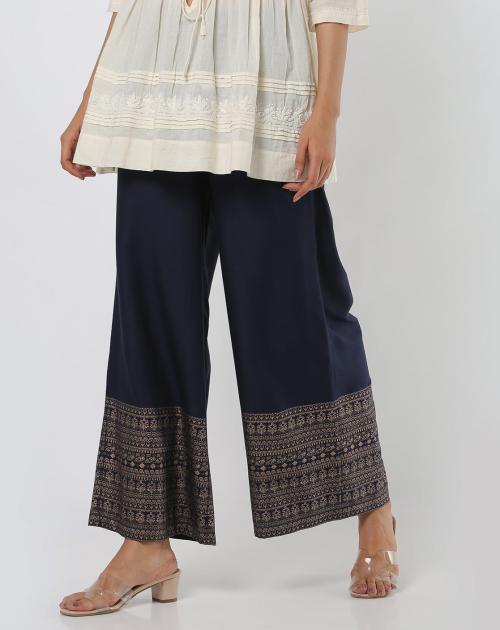 Palazzo Pants with Printed Border