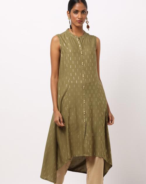 Printed Flared Kurta with Asymmetrical Hemline