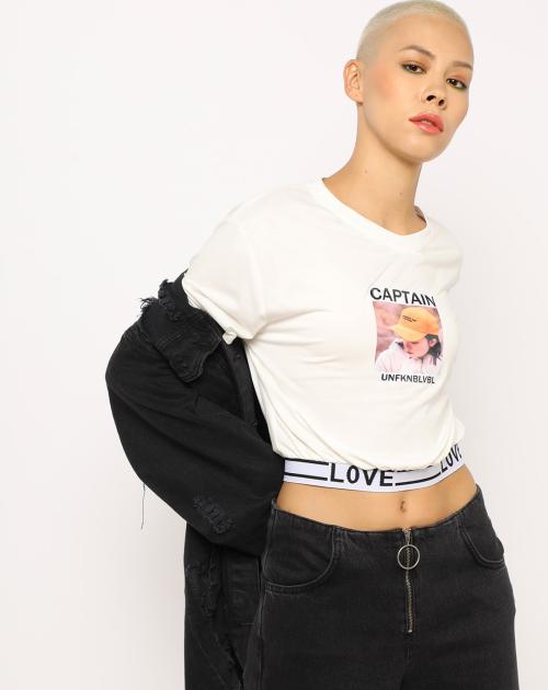 Graphic Print Cropped T-shirt