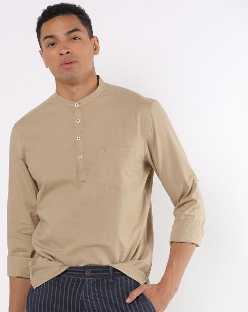 Slim Fit Shirt with Band Collar