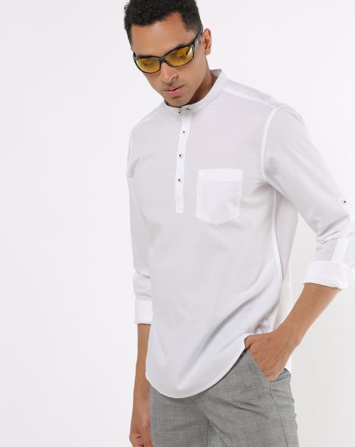 Slim Fit Shirt with Band Collar
