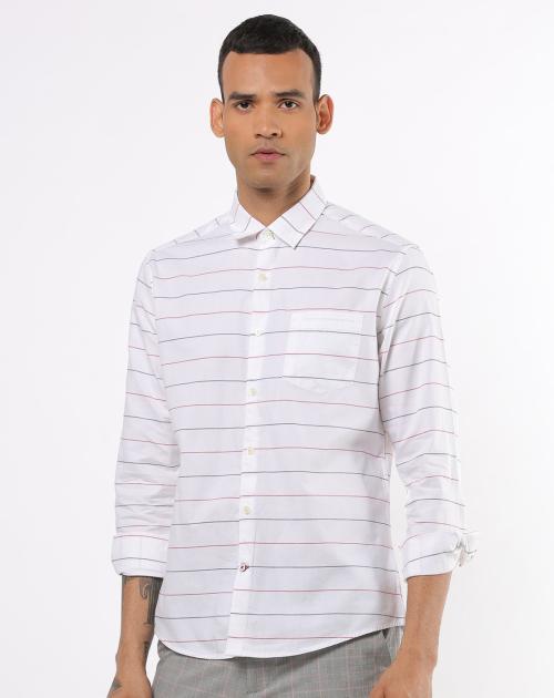 Striped Slim Fit Shirt with Patch Pocket