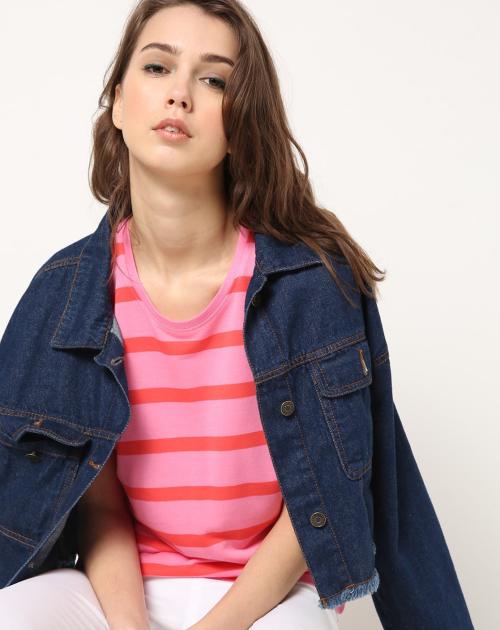 Striped Top with Drop Shoulder Sleeves