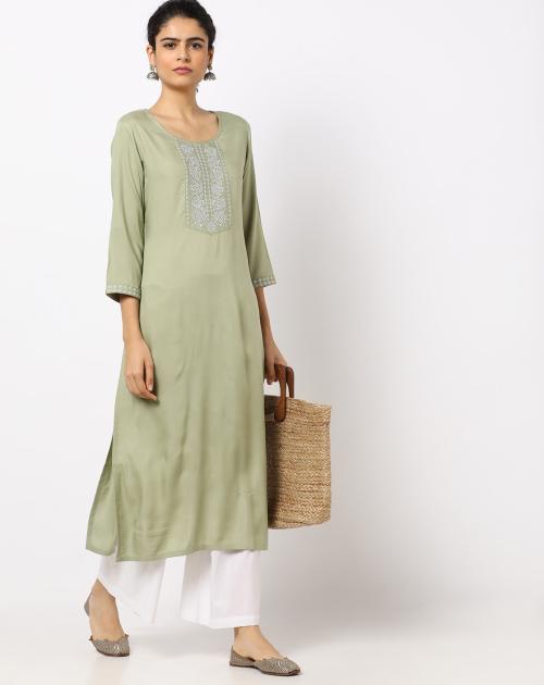 Straight Kurta with Embroidery