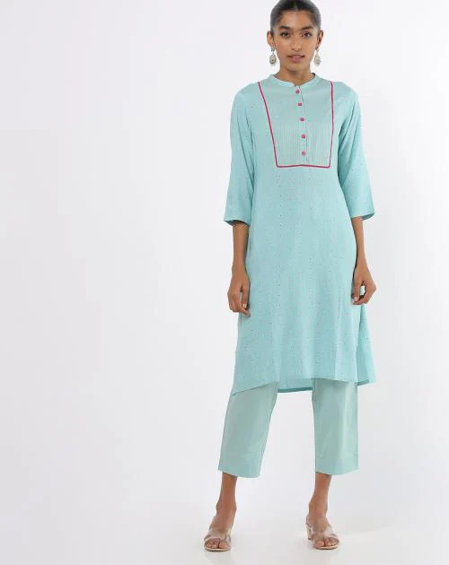 Printed Straight Kurta & Pencil Pants Set