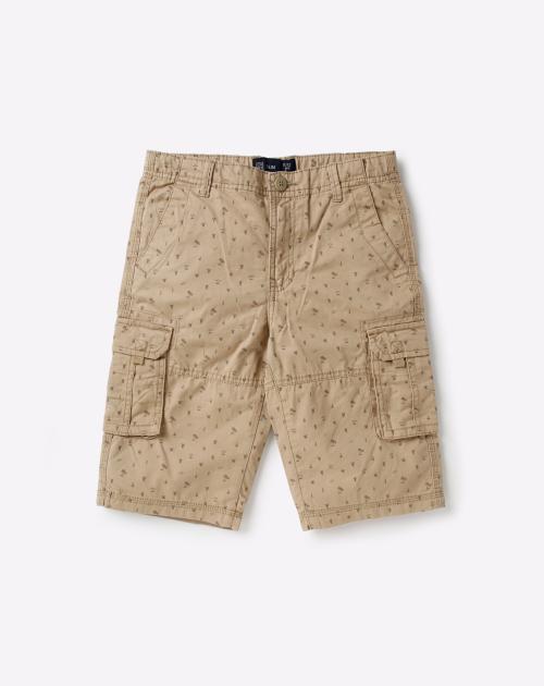 Micro-Print Panelled Cargo Shorts