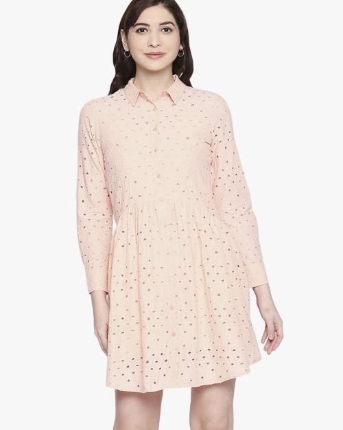 Schiffli Embroidered Shirt Dress