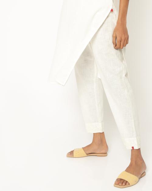 Cotton Pants with Drawstring Fastening