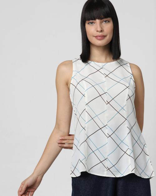 Checked Panelled Sleeveless Top
