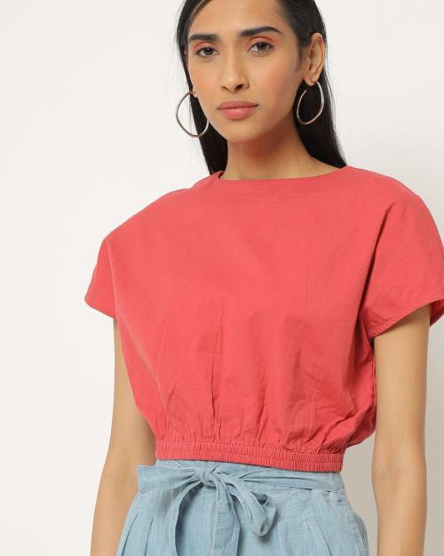 Round-Neck Blouson Top