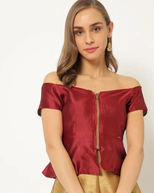 Off-Shoulder Top with Zipper