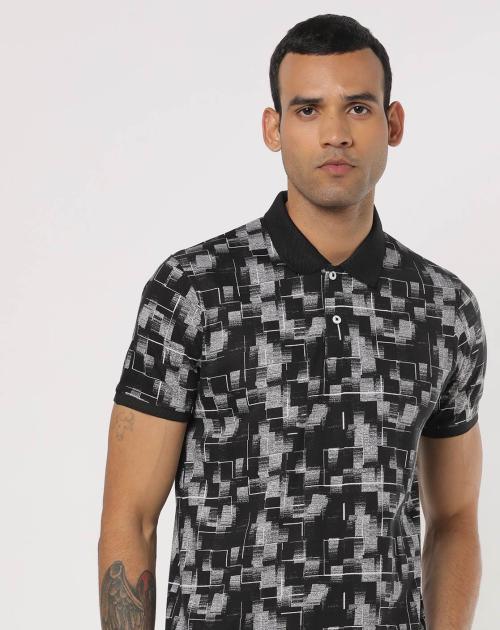 Geometric Print Polo T-shirt
