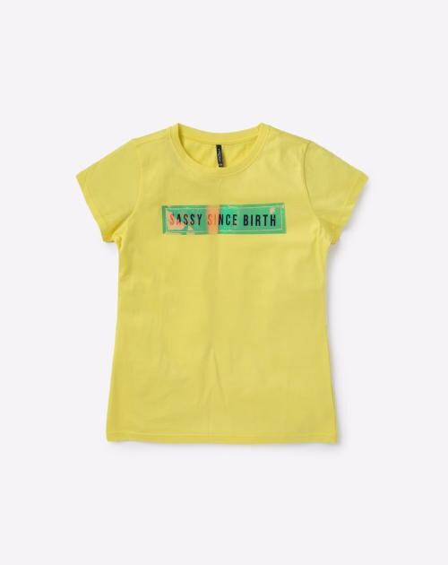 Typographic Print T-shirt with Embellishments