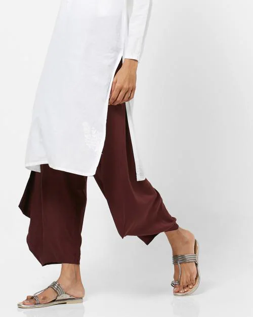 Asymmetrical Palazzo Pants with Elasticated Waistband