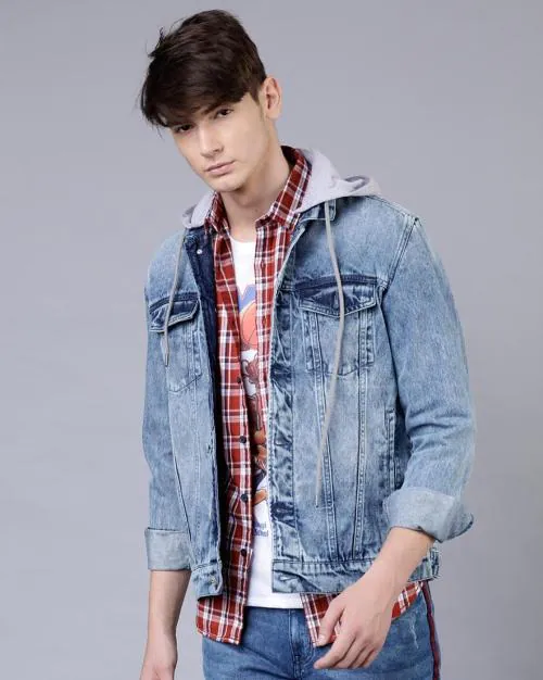 Washed Hooded Trucker Jacket