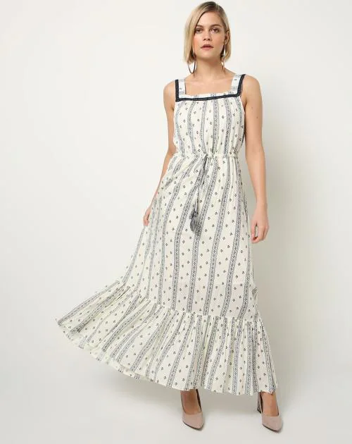 Printed Maxi Dress with Pep Hem