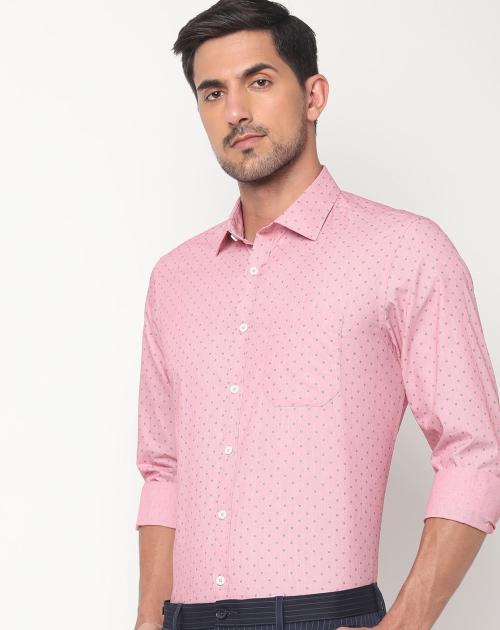 Micro Print Shirt with Patch Pocket