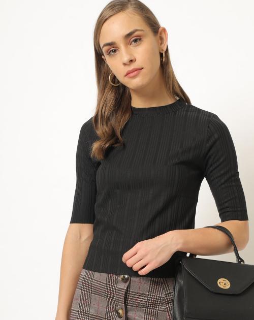 Ribbed Slim Fit Round-Neck Top