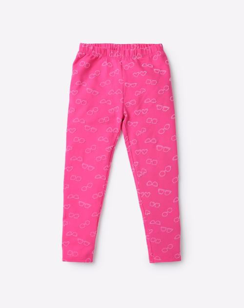 Flock Print Leggings with Elasticated Waist