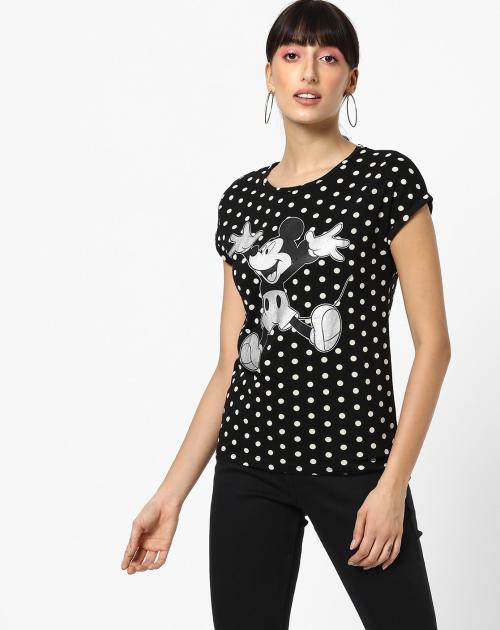 Mickey Mouse Print Crew-Neck T-shirt