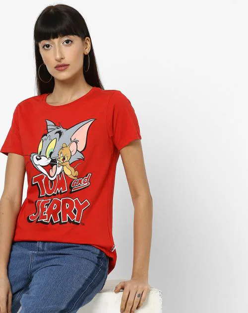 Tom and Jerry Print Crew-Neck T-shirt
