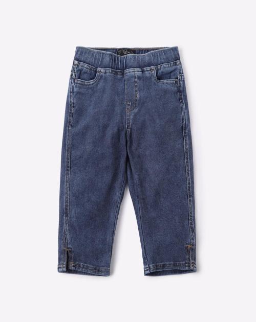 Washed Capri Jeggings with Scoop Pockets