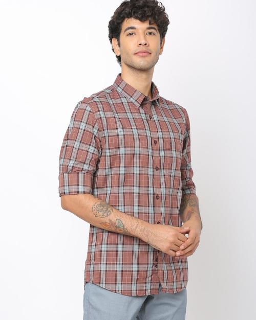 Checked Chiseled Fit Shirt with Patch Pocket JioMart