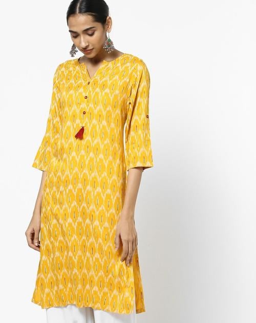 Buy Printed Straight Kurta with Tassels Online at Best Prices in India