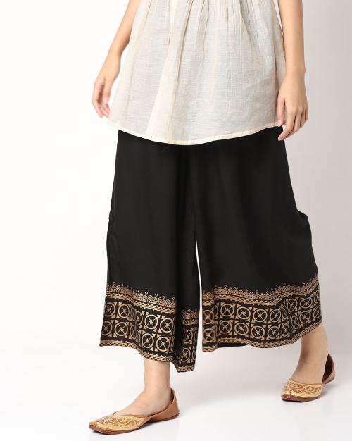 Mid-Rise Palazzos with Elasticated Waist