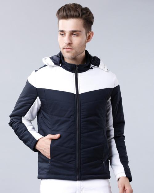 Colourblock Padded Jacket with Detachable Hood