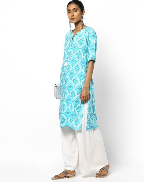 Quad Ikat Print Straight Kurta
