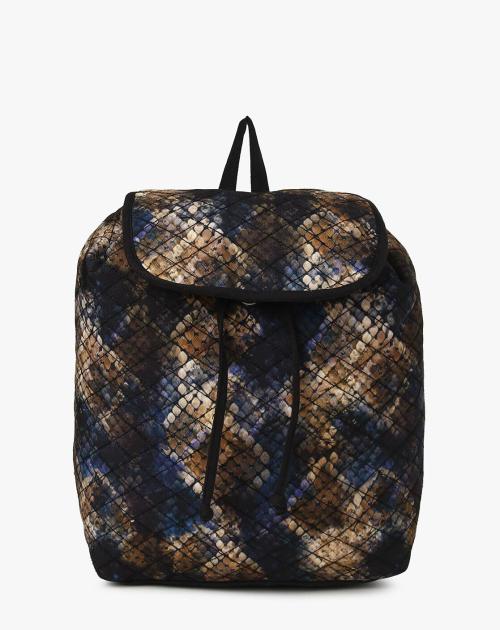 Woven-Design Flap-Over Bucket Bag