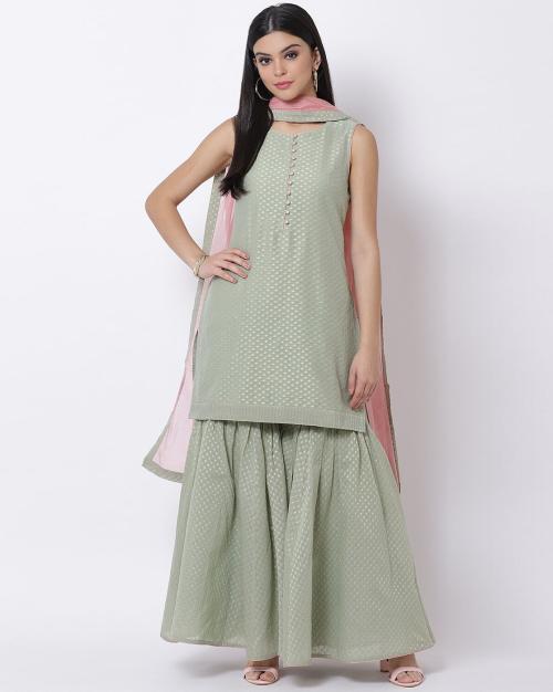 Women Yarndyed Garara Suit Set