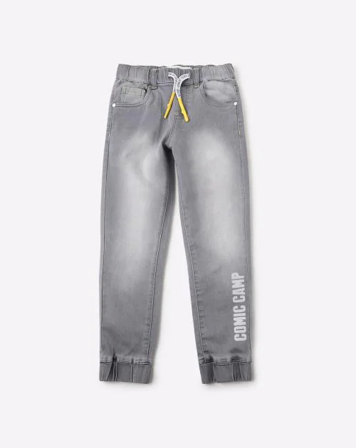 Washed Joggers with Drawstring Waist