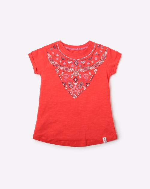 Printed Round-Neck Top