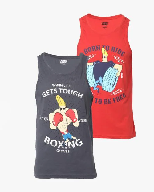 Pack of 2 Johnny Bravo Print Vests