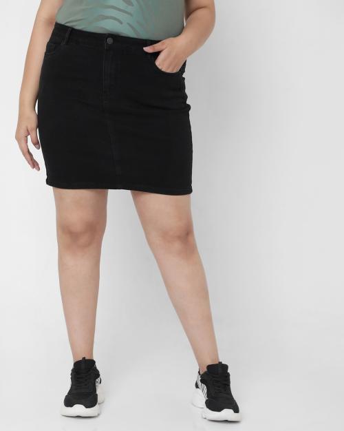 Denim Pencil Skirt with Insert Pockets